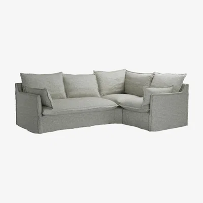Sofa.com Isaac Asym: LHF 2 Seat Sofa Bed w RHF Single in Grey Marl Highland Tweed - sofa.com