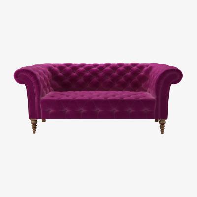 Sofa.com Oscar Button Seat 2.5 Seat Sofa in Peony Cotton Matt Velvet - sofa.com