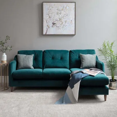 Woods Furniture Bobby Corner Sofa - Peacock Velvet