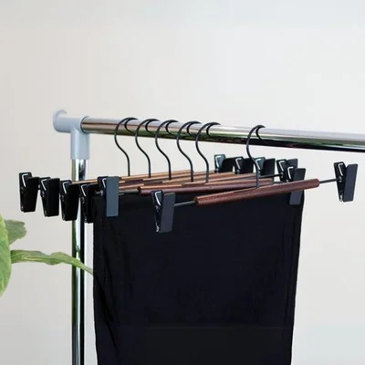 Dunelm Set of 6 Wooden Bar Clip Trouser Hangers