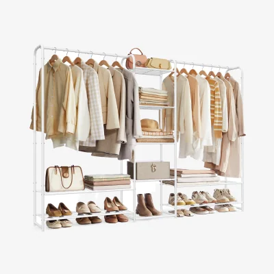 The Range Matte White Metal Open Wardrobe with Shelves - Matte White