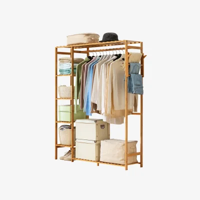 The Range Wooden Clothes Rack with Shelves - Natural
