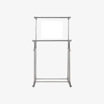 The Range Ralesi Double Clothes Hanging Rail with Wheels - Silver