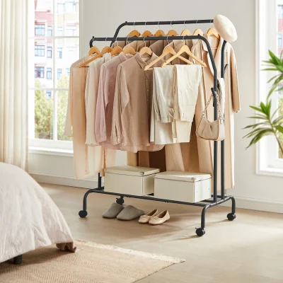 The Range Clothes Rail, Clothes Rack, Double Clothes Hanging Rail - Black