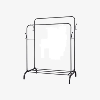 The Range Clothes Rail Heavy Duty 2 Rods Carbon Steel Rack Shelf Bedroom Black - Black