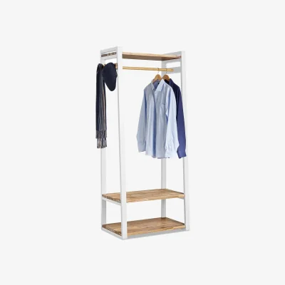 The Range Florence Open Wardrobe with Shelves, Rail and Hooks - White