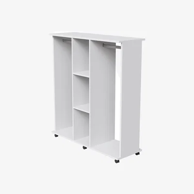 The Range Freestanding Open Wardrobe with Wheels - White