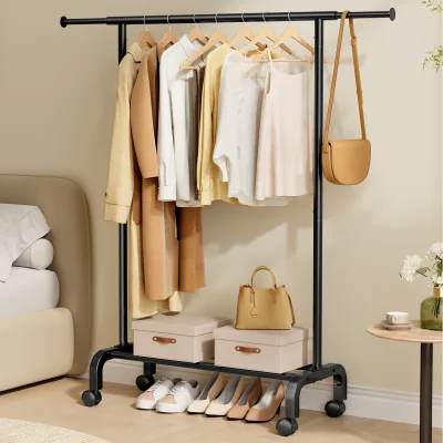 The Range Extendable wheeled black clothes rack -  Ink Black