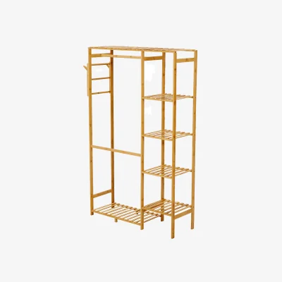The Range Lifeideas 5-Tier Wooden Clothes Rack with Hooks - Wood