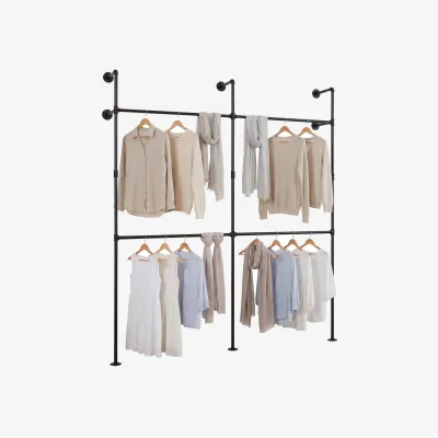 The Range Wall Mounted Pipe Clothing Rack - Black