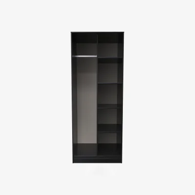 The Range Hong Kong Ready Assembled (Black Hairping Legs) Tall Open Wardrobe - Black Matt