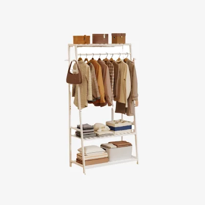 The Range Wooden Clothes Rack Open Wardrobe With Shoe Storage White - White