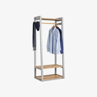 The Range Florence Open Wardrobe with Shelves, Rail and Hooks - Dove Grey