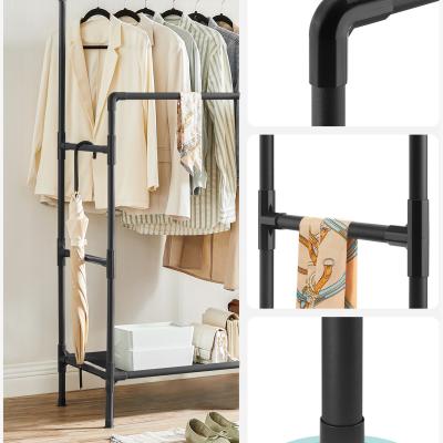 The Range Double Rail Clothes Rack with Storage Shelf - Black