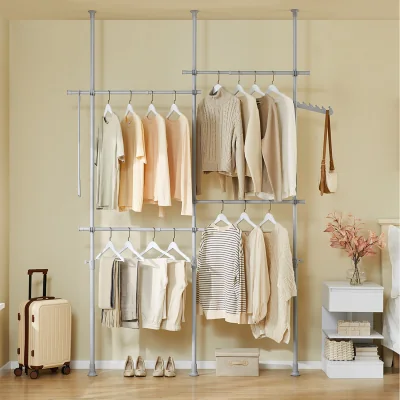 The Range Adjustable Clothes Rail with Hanging Rails - Grey - Grey