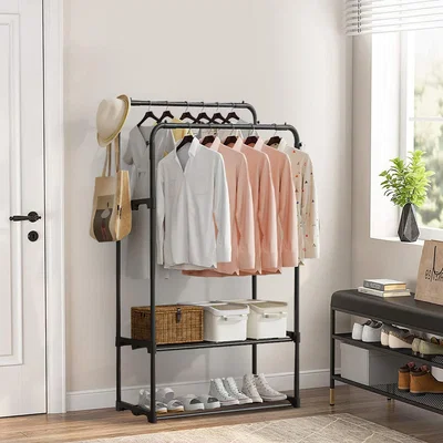 The Range Double Rod Metal Clothes Rack - Black