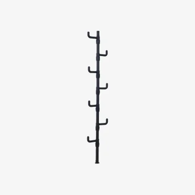 The Range Adjustable Floor to Ceiling Clothes Rail with Hooks - Black