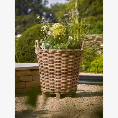 Cox and Cox Indoor Outdoor Rattan Basket Planter
