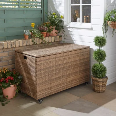 Dunelm Malta Rattan Effect Garden Storage Box with Wheels