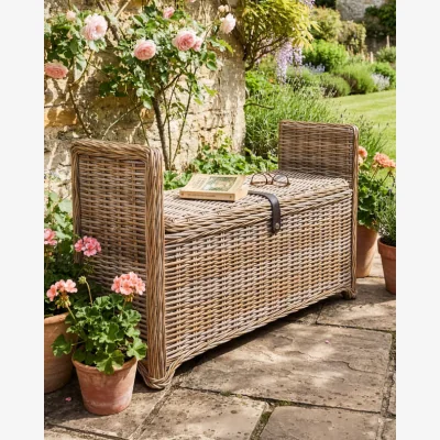 Dibor Woven Wicker Garden Bench