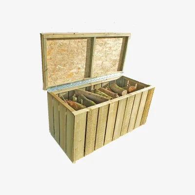 Homebase Shire Sawn Timber Garden Storage Log Box 4x2
