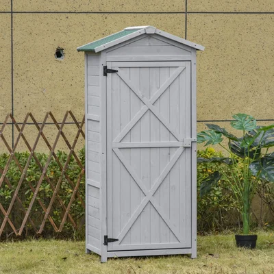 The Range 55x74cm Fir Wood Garden Storage Shed - Grey