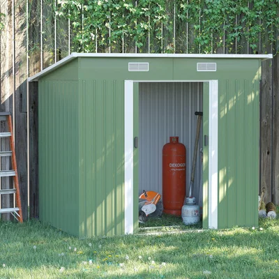 The Range 7 x 4ft Outdoor Garden Storage Shed, Tool Storage Box - Light Green