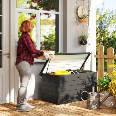 The Range Outsunny 311L Garden Storage Box with Lockable Lid - grey