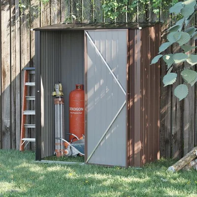 The Range Outdoor Storage Shed Steel Garden Shed - Brown