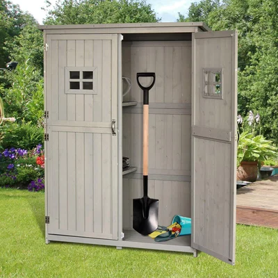 The Range Wooden Garden Shed Cabinet Organiser - Grey