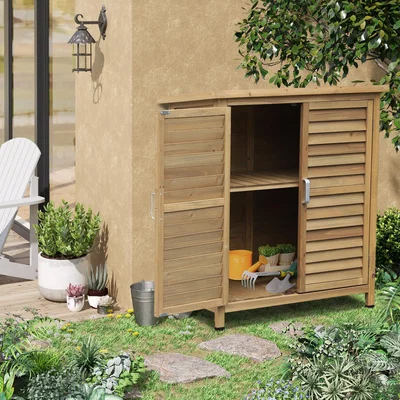 The Range Solid Fir Wood Garden Storage Unit - Natural wood colour