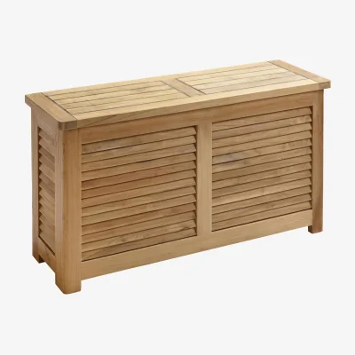 Westwing Handcrafted Narrow Teak Wood Storage Bench