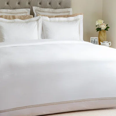 Amara Frette - Triplo Popeline Duvet Set - Super King - White/Beige