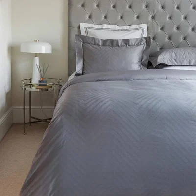 Amara Frette - Herringbone Duvet Set - Super King - Slate Grey