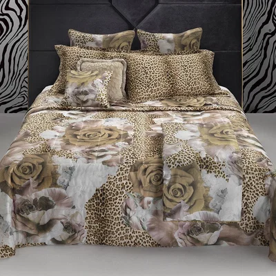 Amara Roberto Cavalli Home - Rose Leopard Bed Set - Gold - Super King