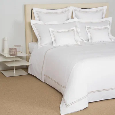 Amara Frette - Triplo Popeline Flat Sheet Set - Super King - White/Beige