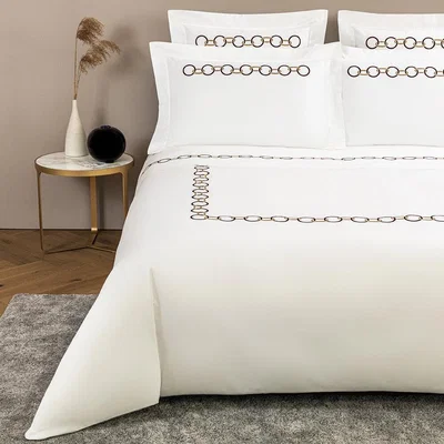 Amara Frette - Links Embroidery Duvet Set - Super King - Amaryllis/Camel