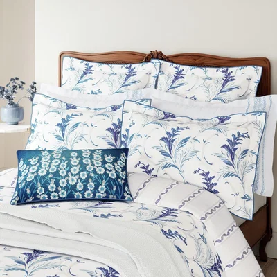 Habitat V&A Cotton 200TC Baroque Blue & White Bedding Set- Superking