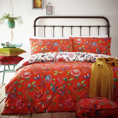 Habitat furn Pomelo Tropical Floral Orange Bedding Set - Superking