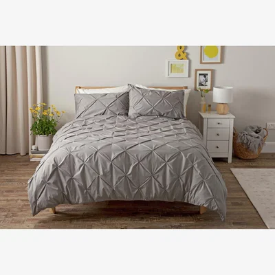 Habitat Habitat Hadley Pintuck Grey Bedding Set - Superking
