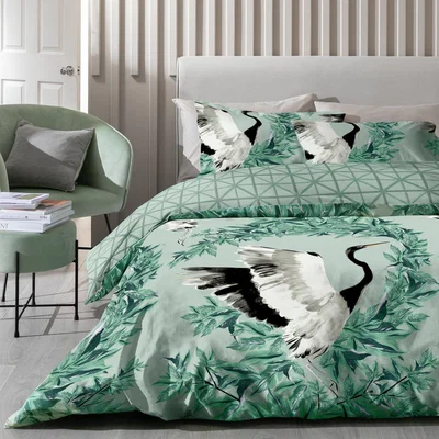 Habitat Habitat Crane Panel Green Bedding Set - Superking