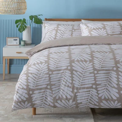 Habitat Habitat Cotton Paper Cut Leaf Brown Bedding Set - Superking