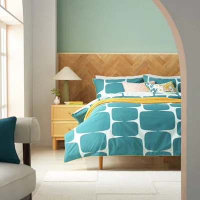 Habitat Habitat x Scion Cotton Lohko Teal Bedding Set - Superking