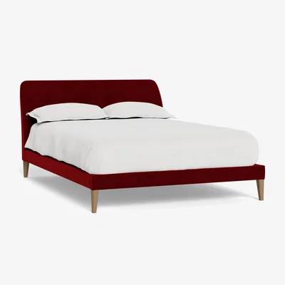 Heal's Heal's Wallis Bedstead Super King Smart Luxe Velvet Mulberry Walnut Feet - Heal's UK Bedroom Furniture