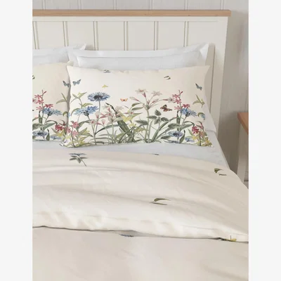 Marks & Spencer M&S Pure Cotton Floral Bedding Set - 6FT - Blue Mix, Blue Mix