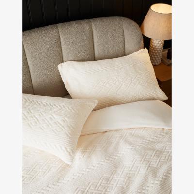Marks & Spencer M&S Geometric Cable Knit Fleece Bedding Set - 6FT - Natural, Natural