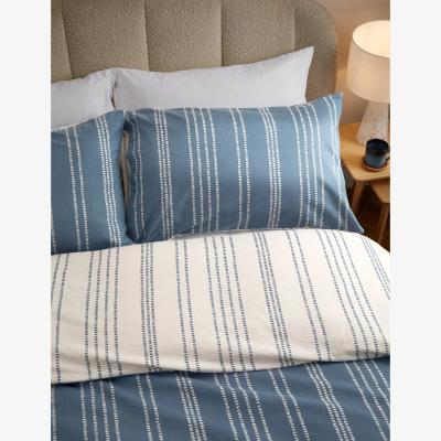 Marks & Spencer M&S Pure Brushed Cotton Stripe Bedding Set - 6FT - Slate Blue, Slate Blue