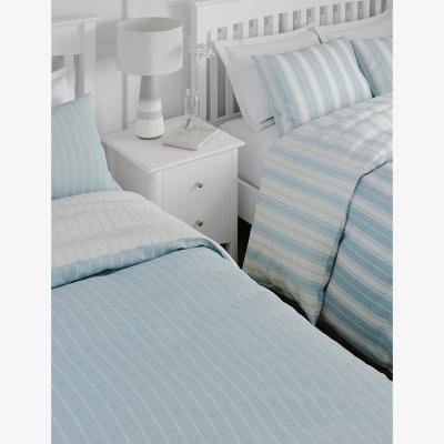 Marks & Spencer M&S 2pk Cotton Blend Striped Bedding Sets - 6FT - Blue Mix, Blue Mix