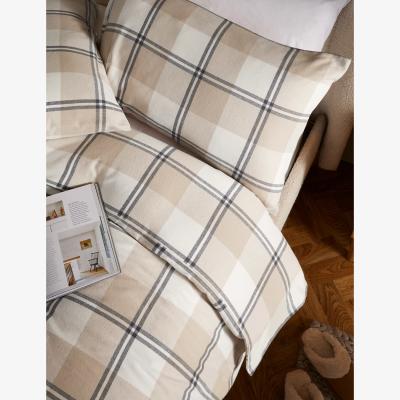 Marks & Spencer M&S Pure Brushed Cotton Winter Checked Bedding Set - 6FT - Natural Mix, Natural Mix
