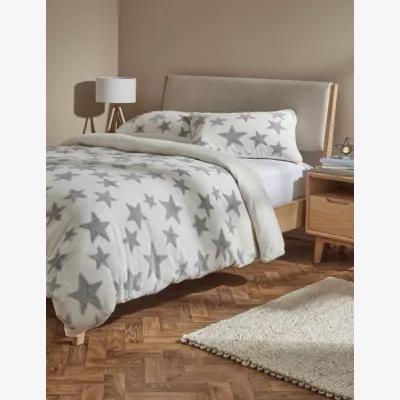 Marks & Spencer M&S Fleece Star Bedding Set - 6FT - Cream, Cream